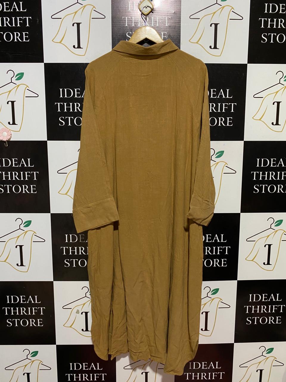 BOHO |XL| BUST 25| B26| OVERSIZED LINEN-BLEND MAXI SHIRT DRESS