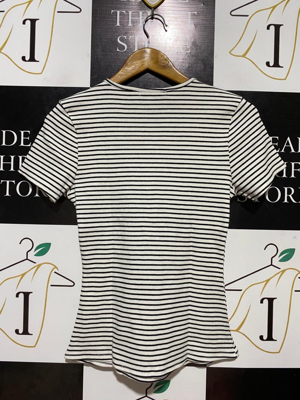 ALLY |S| BUST 14| B26| FASHION STRIPED RIBBED CREW NECK TEE