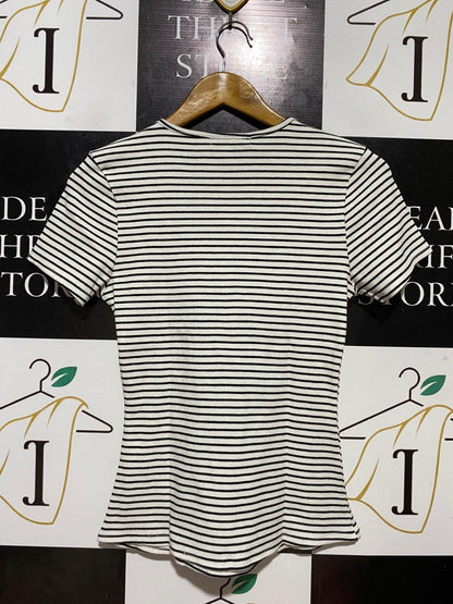 ALLY |S| BUST 14| B26| FASHION STRIPED RIBBED CREW NECK TEE