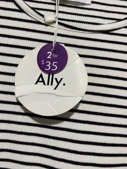 ALLY |S| BUST 14| B26| FASHION STRIPED RIBBED CREW NECK TEE