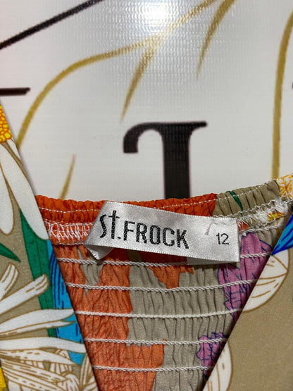 ST FROCK |M| BUST 17| B26| TREE VIBRANT FLORAL V-NECK MAXI DRESS