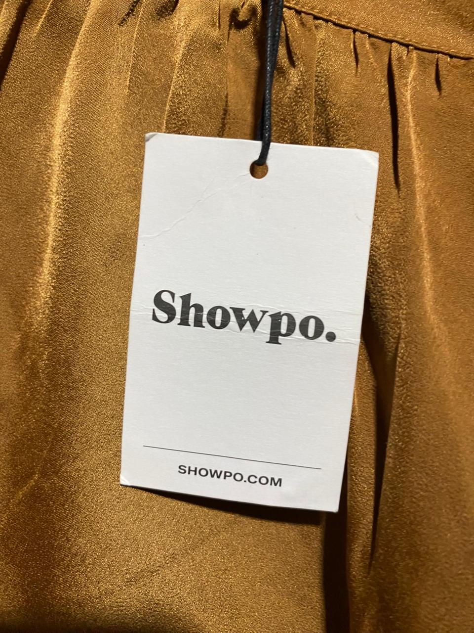 SHOW PO |M| BUST 16| B26| GLAMOROUS GOLDEN CARAMEL HALTER NECK JUMPSUIT