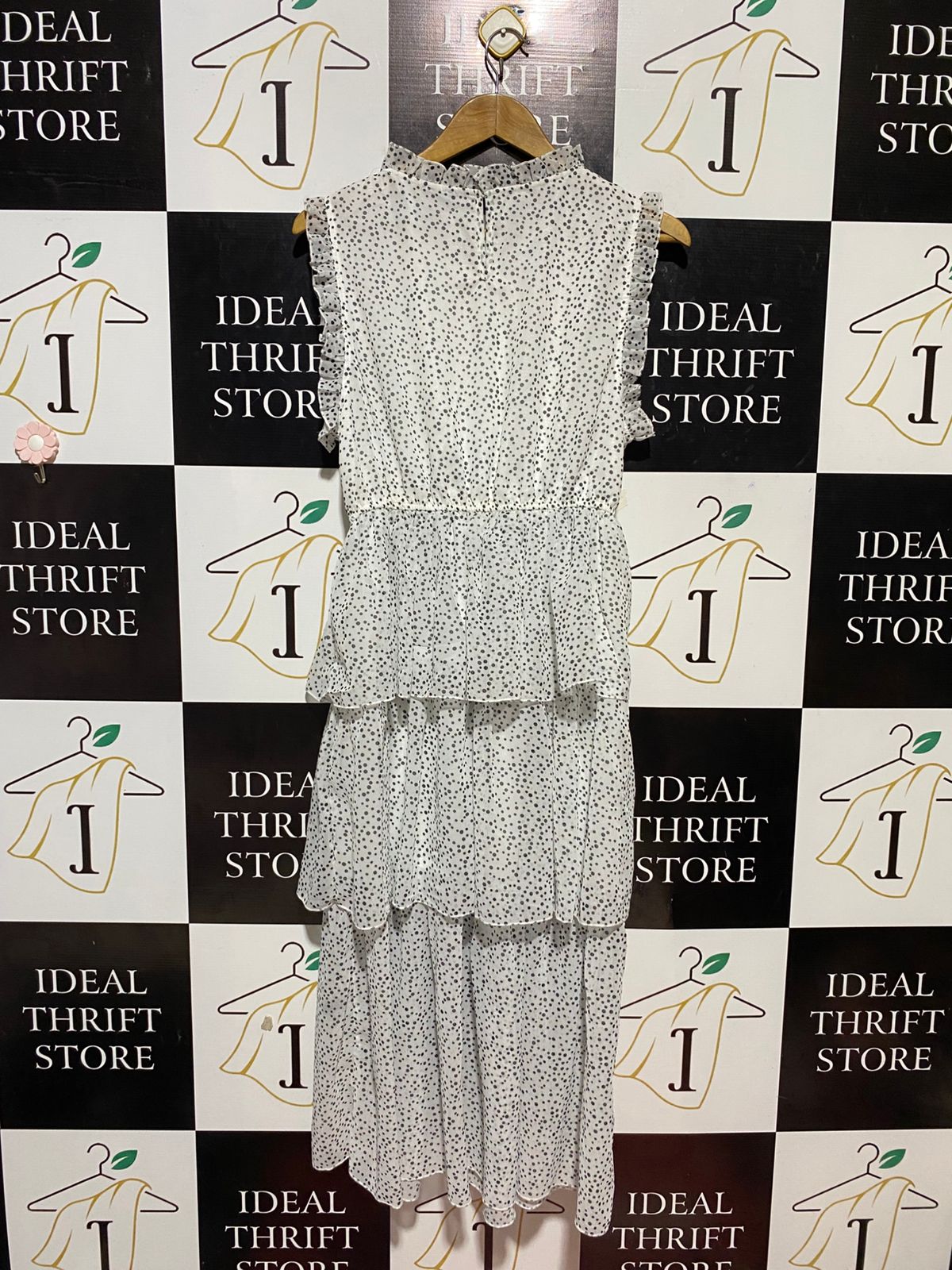 WHYTE VALENTYNE |M| BUST 18| B26| POLKA DOT TIERED RUFFLE MAXI DRESS