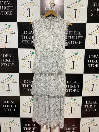 WHYTE VALENTYNE |M| BUST 18| B26| POLKA DOT TIERED RUFFLE MAXI DRESS