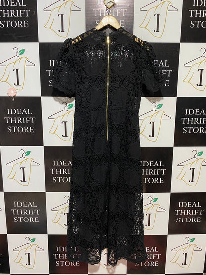 ALICE MCCALL |M| BUST 18| B26| LUXURY BLACK CROCHET LACE MIDI DRESS