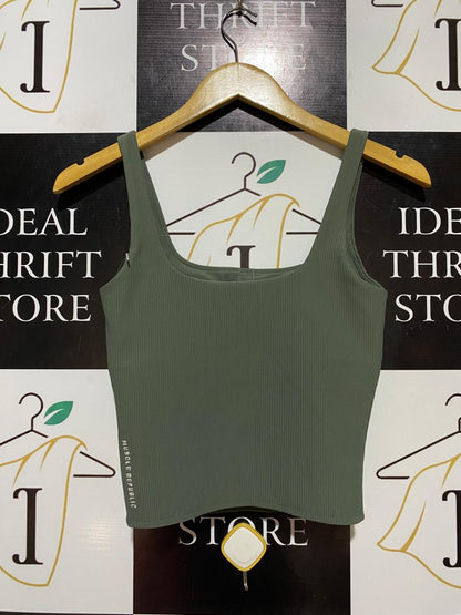 MUSCLE REPUBLIC |XS| BUST 13| B26| PREMIUM OLIVE GREEN RIBBED TANK TOP
