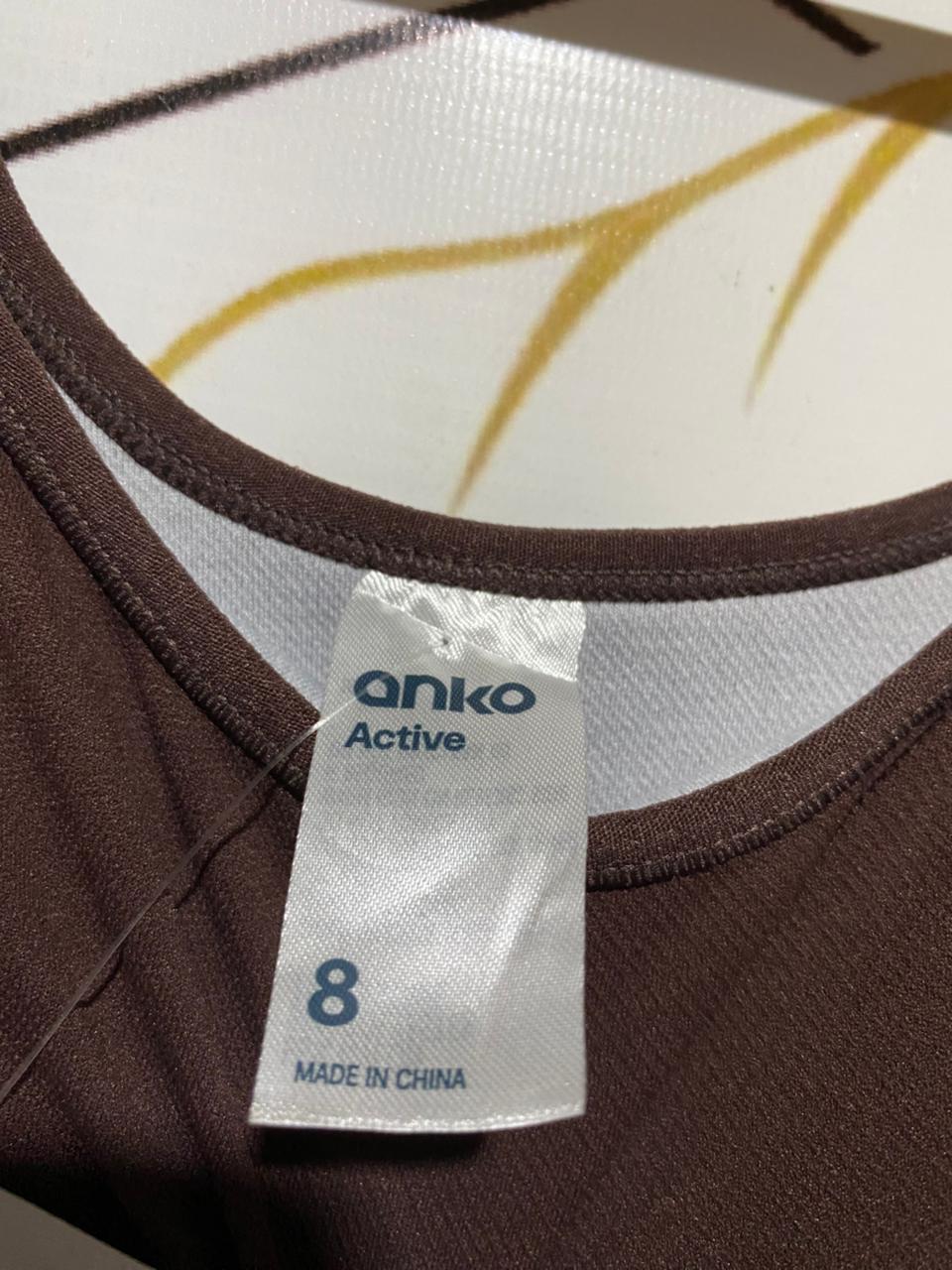 ANKO |XS| BUST 11| B26| BROWN RIBBED ACTIVE SPORTS BRA CROP TOP WITH STRIPED BAND