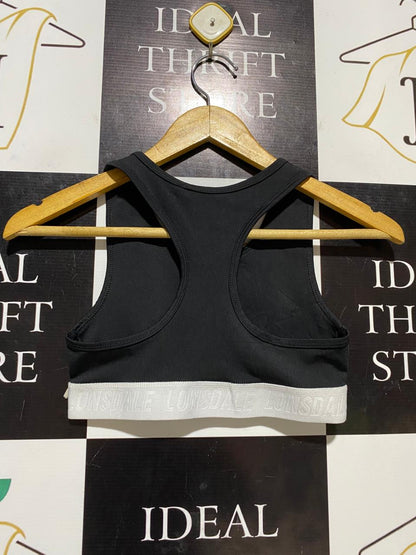 LONSDALE |S| BUST 12| B26| BLACK RACERBACK SPORTS BRA WITH EMBROIDERED LION LOGO