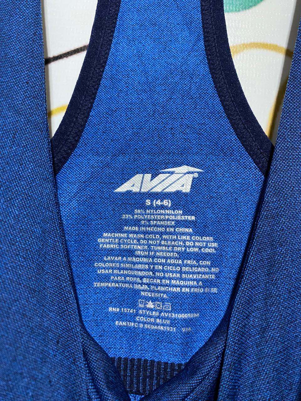 AVIA |S| BUST 12| B26| BLUE SEAMLESS RACERBACK SPORTS BRA WITH RIBBED UNDERBAND