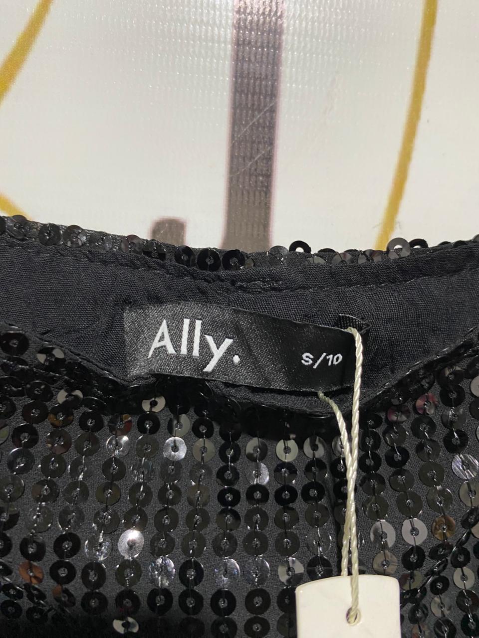 ALLY |S| BUST 16| B26| BLACK FULLY SEQUINED BUSTIER CROP TOP WITH STRAPS