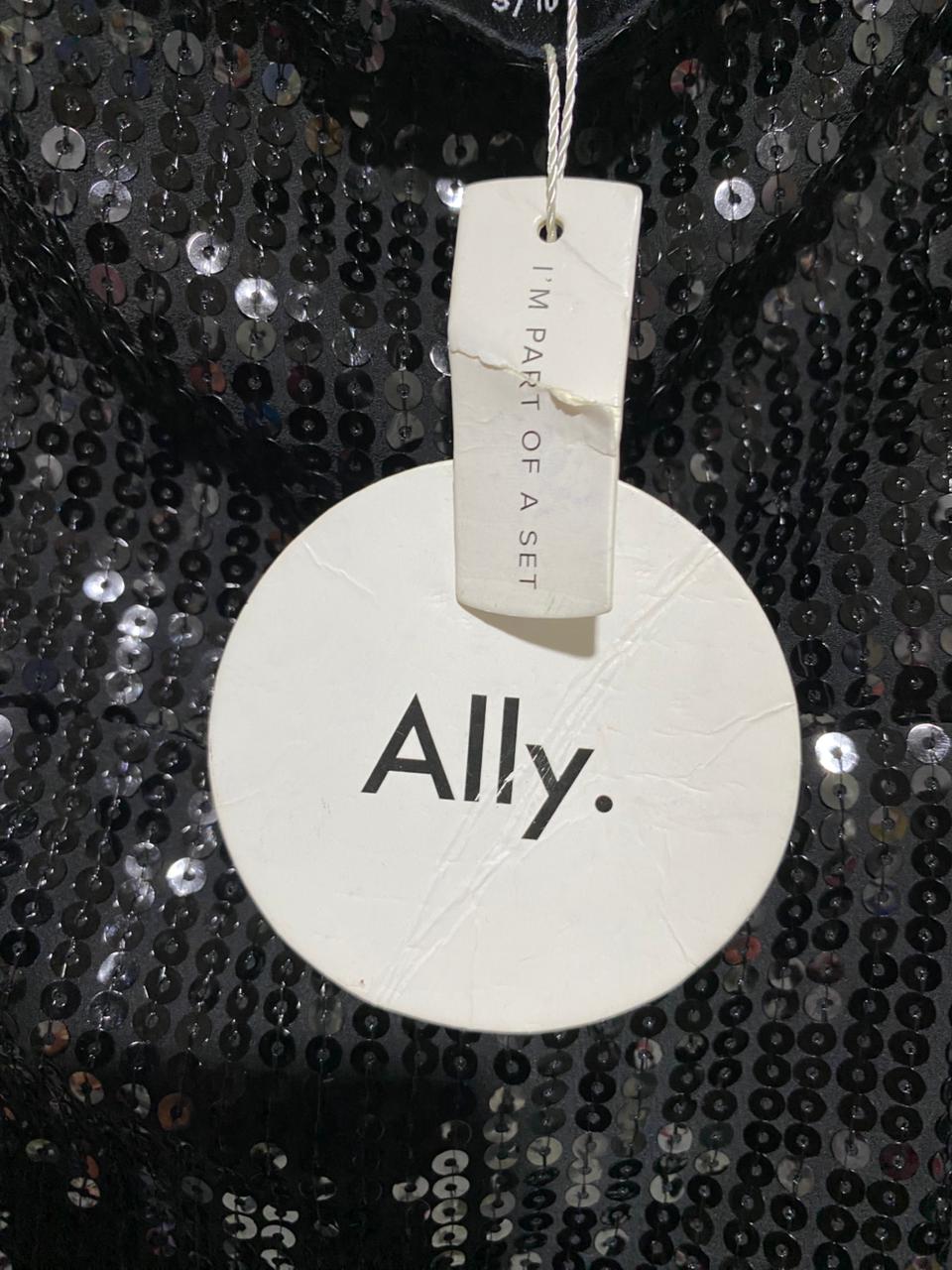 ALLY |S| BUST 16| B26| BLACK FULLY SEQUINED BUSTIER CROP TOP WITH STRAPS