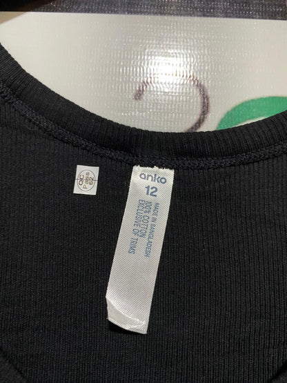 ANKO |M| BUST 14| B26| BLACK RIBBED ATHLETIC TANK TOP WITH SCOOP NECK