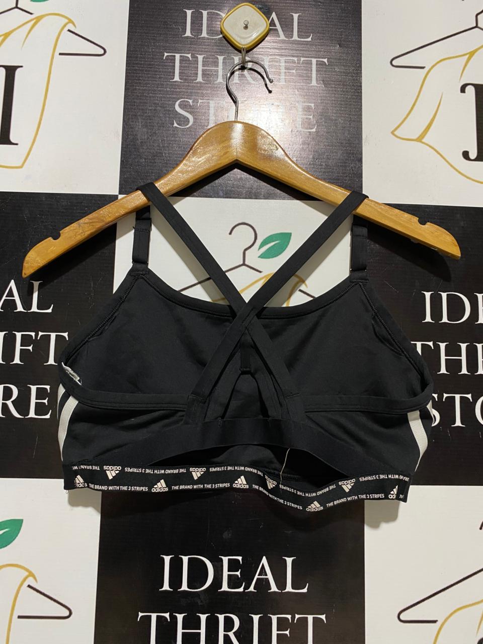 ADIDAS |M| BUST 15| B26| BLACK CROSS-BACK SPORTS BRA WITH THREE-STRIPE SIDE ACCENTS