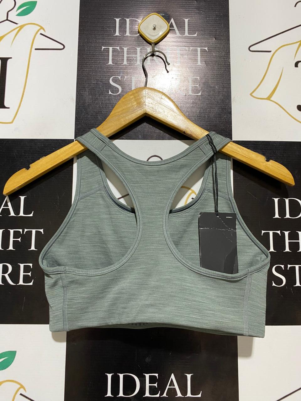 NIKE |M| BUST 13| B26| SAGE GREEN HEATHERED PERFORMANCE RACERBACK SPORTS BRA