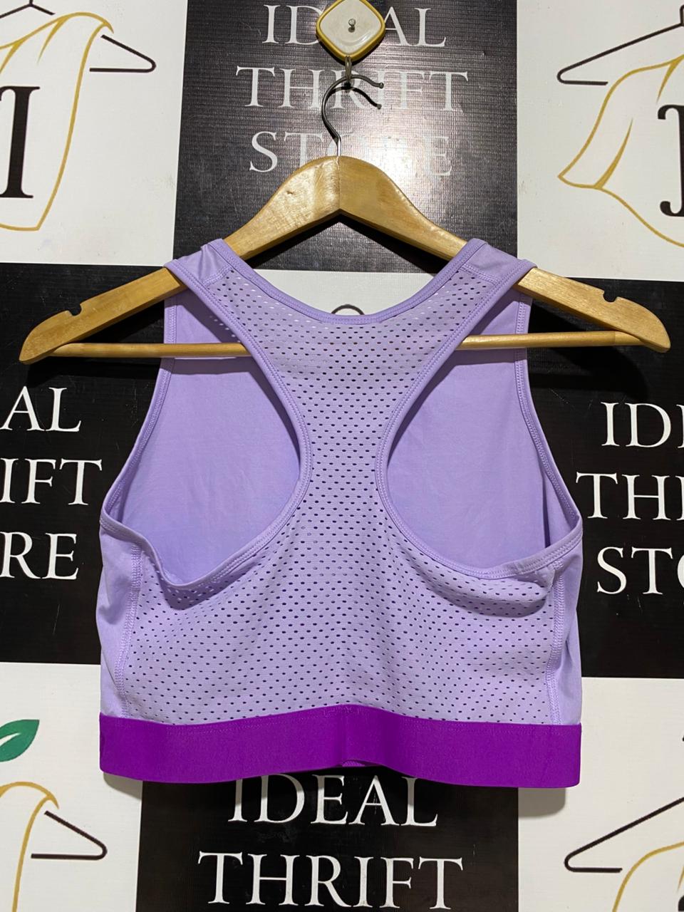 NIKE |M| BUST 15| B26| LILAC AND PURPLE LONGLINE SPORTS BRA WITH DOT MESH LINING