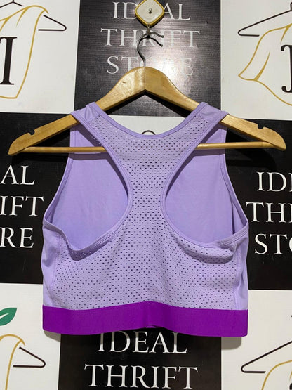 NIKE |M| BUST 15| B26| LILAC AND PURPLE LONGLINE SPORTS BRA WITH DOT MESH LINING
