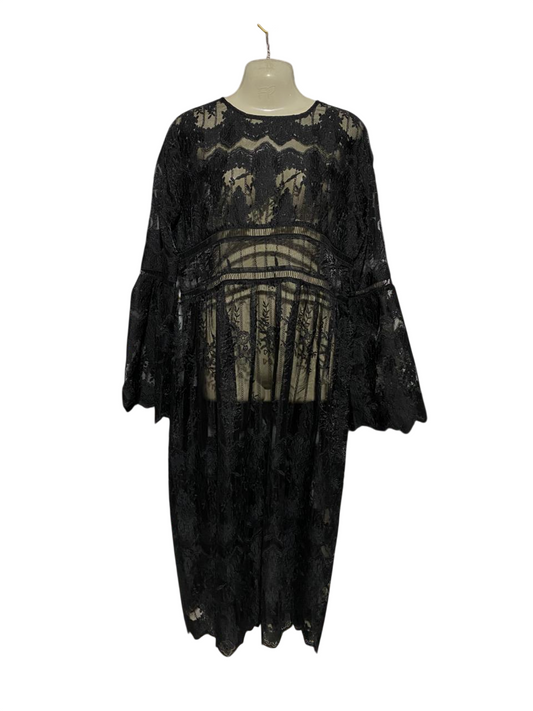 BOOHOO |L| BUST 21| B26| PREMIUM SHEER EMBROIDERED LACE MAXI DRESS