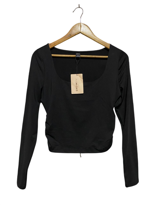SHEIN |L| BUST 17| B26| RUCHED LONG SLEEVE SCOOP NECK TOP