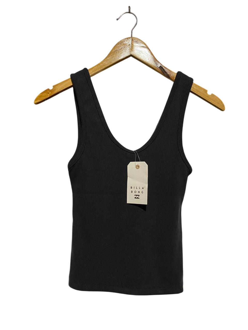 BILLA BONG |XS| BUST 12| B26| SOLID BLACK RIBBED TANK TOP