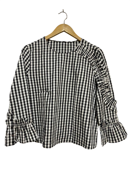 ZARA |M| BUST 20| B27| MONOCHROME GINGHAM CHECK RUFFLE DETAIL BLOUSE