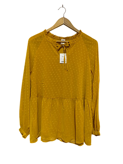 ANKO |M| BUST 21| B27| MUSTARD SWISS DOT LONG SLEEVE BLOUSE
