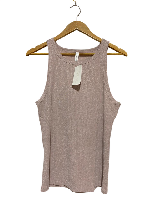 & ME| M| BUST 17| B27| ROSE GOLD SHIMMER RIBBED TANK TOP