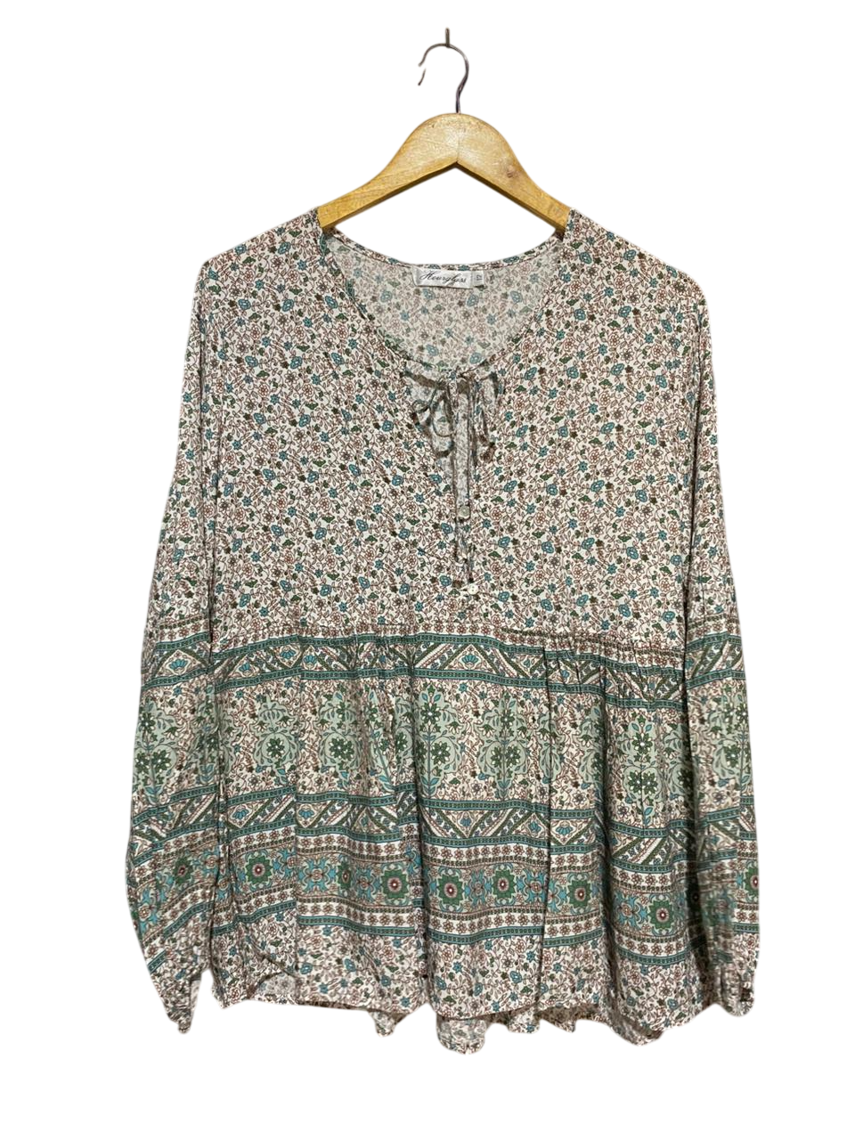 HOURGLASS |L| BUST 20| B27| BOHO FLORAL PRINT LONG SLEEVE BLOUSE