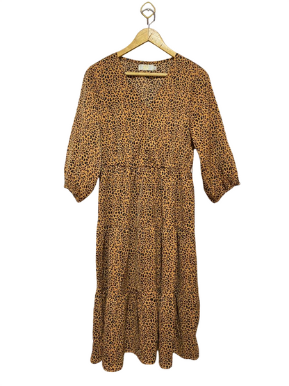 HQ |S| BUST 17| B27|  LEOPARD PRINT TIERED MIDI MAXI DRESS