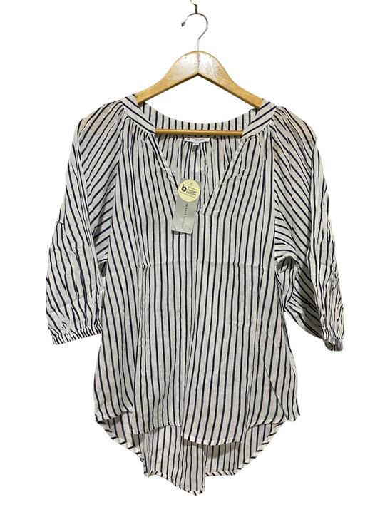 WOMAN |M| BUST 19| B27| STRIPED V-NECK BLOUSE
