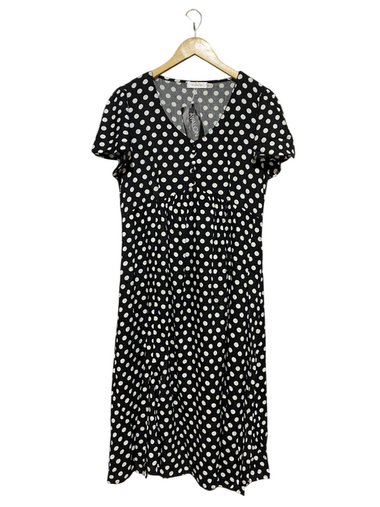 AVALON |M| BUST 18| B27| BLACK AND WHITE POLKA DOT MIDI DRESS