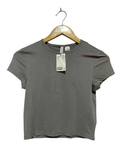 H&M |S| BUST 14| B27| SOLID GREY CREWNECK CROP TEE