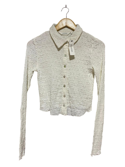 GLASSONS |S| BUST 15| B27| CRINKLE TEXTURED CROP BUTTON-DOWN SHIRT