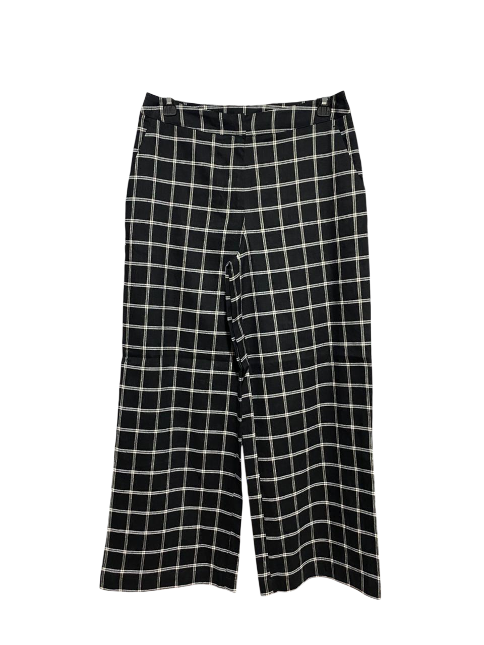 MARCS |M| WAIST 28| B27| BLACK AND WHITE GRID CHECKERED WIDE-LEG TROUSERS