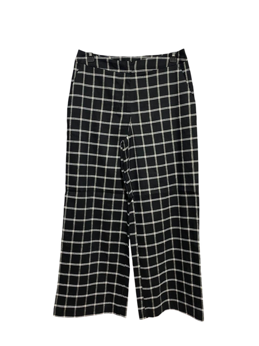 MARCS |M| WAIST 28| B27| BLACK AND WHITE GRID CHECKERED WIDE-LEG TROUSERS