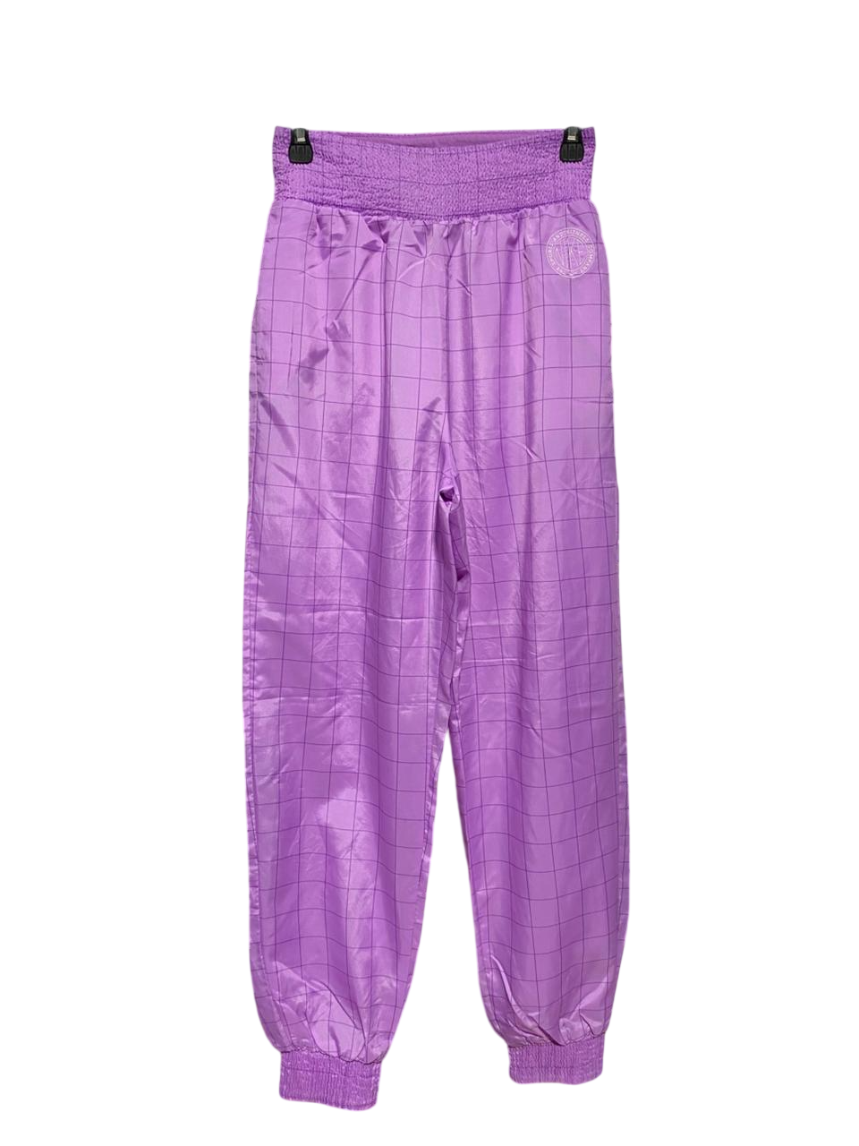 NIKE |XS| WAIST 26| B27| PURPLE GRID PRINT HIGH-WAISTED TRACK PANTS
