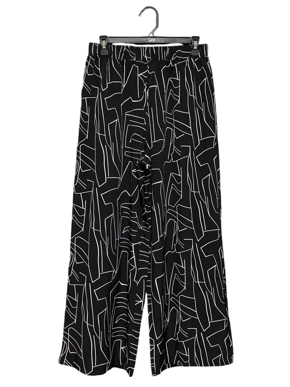 SHEIN |M| WAIST 28| B27| BLACK AND WHITE ABSTRACT GEOMETRIC PRINT WIDE-LEG TROUSERS