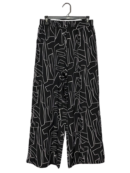 SHEIN |M| WAIST 28| B27| BLACK AND WHITE ABSTRACT GEOMETRIC PRINT WIDE-LEG TROUSERS