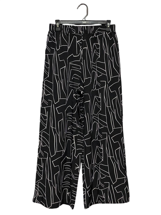SHEIN |M| WAIST 28| B27| BLACK AND WHITE ABSTRACT GEOMETRIC PRINT WIDE-LEG TROUSERS