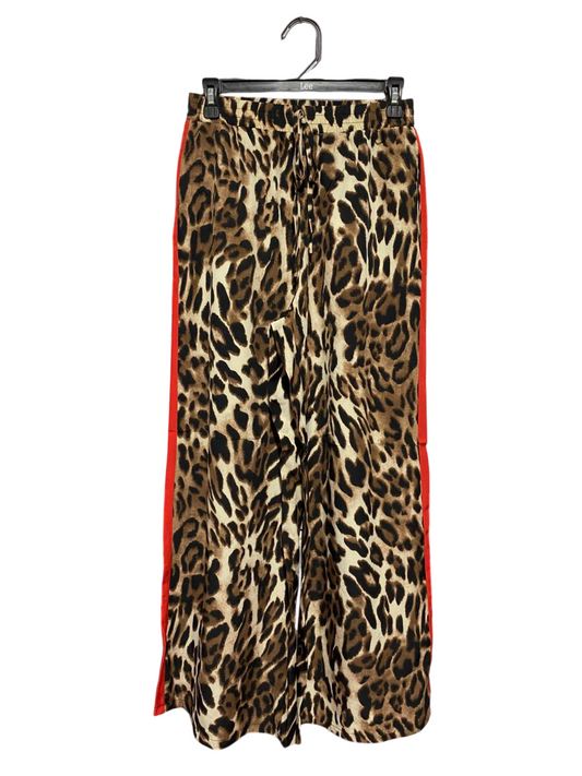 |S| WAIST 26| B27| LEOPARD PRINT WIDE-LEG TROUSERS WITH RED SIDE STRIPE