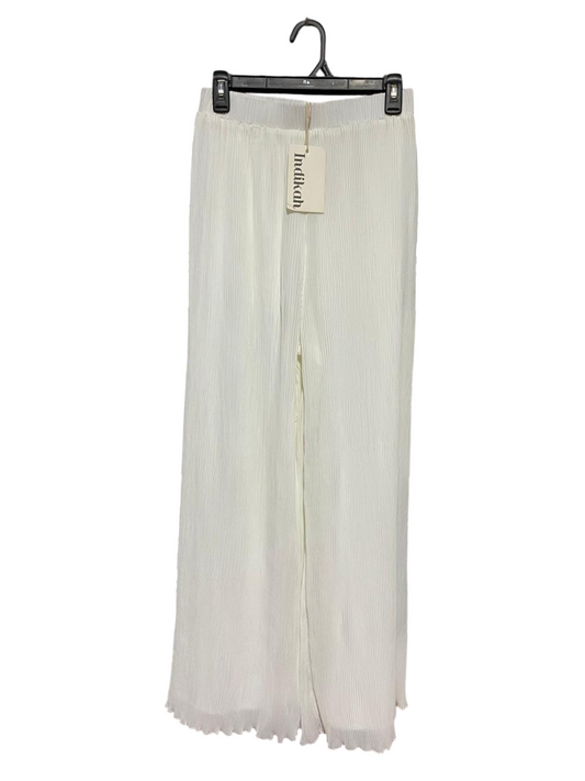 INDIKAH |M| BUST 26| B27| WOMEN'S PREMIUM OFF-WHITE PLISSÉ WIDE-LEG PANTS