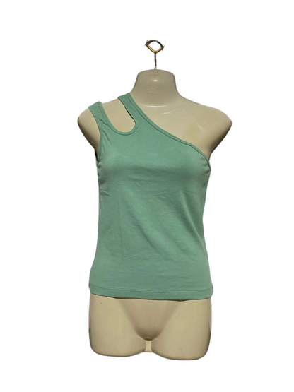 KOOKAI |M| BUST 15| B27| WOMEN'S PREMIUM MINT GREEN ONE-SHOULDER TANK TOP