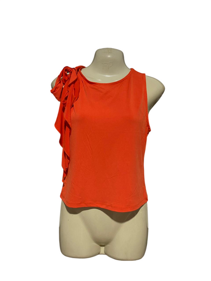 NEW LOOK |M| BUST 17| B27| WOMEN'S PREMIUM ORANGE ASYMMETRIC RUFFLE TANK TOP