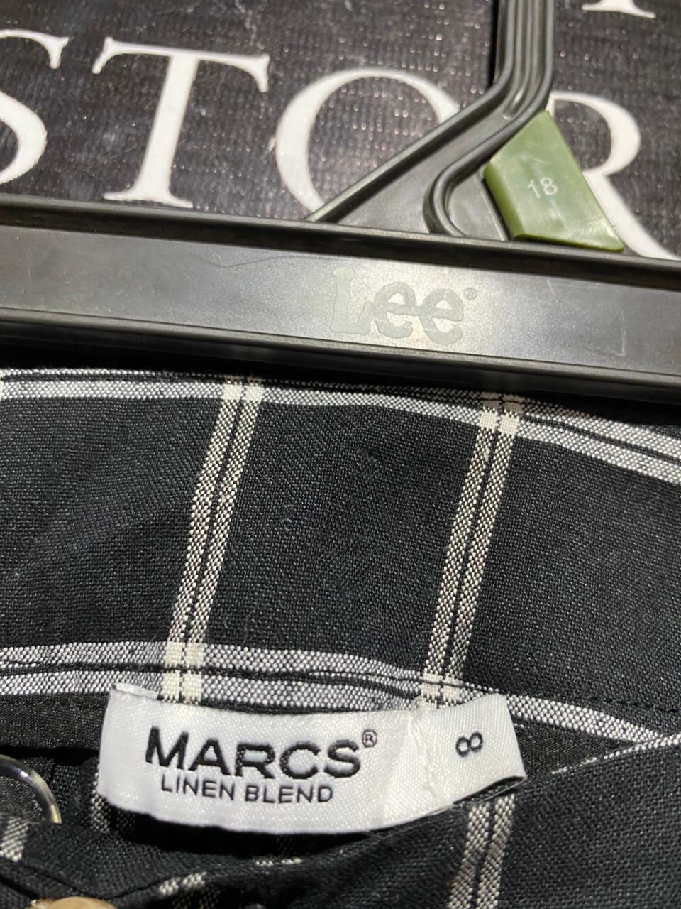 MARCS |L|  WAIST 29| B27| LEE WOMEN'S BLACK & WHITE PLAID WIDE-LEG TROUSERS – PREMIUM IMPORTED SMART CASUAL PANTS