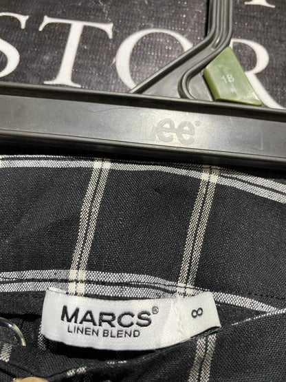 MARCS |L|  WAIST 29| B27| LEE WOMEN'S BLACK & WHITE PLAID WIDE-LEG TROUSERS – PREMIUM IMPORTED SMART CASUAL PANTS