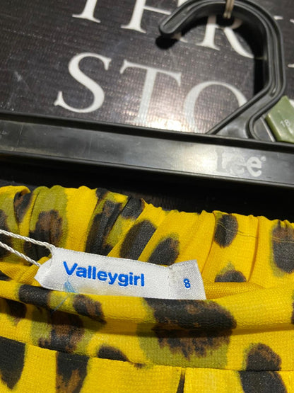 VALLEY GILR | XS| WAIST 24| B27| WOMEN'S MUSTARD YELLOW LEOPARD PRINT MAXI SKIRT – BUTTON-FRONT BOHO CHIC LONG SKIRT