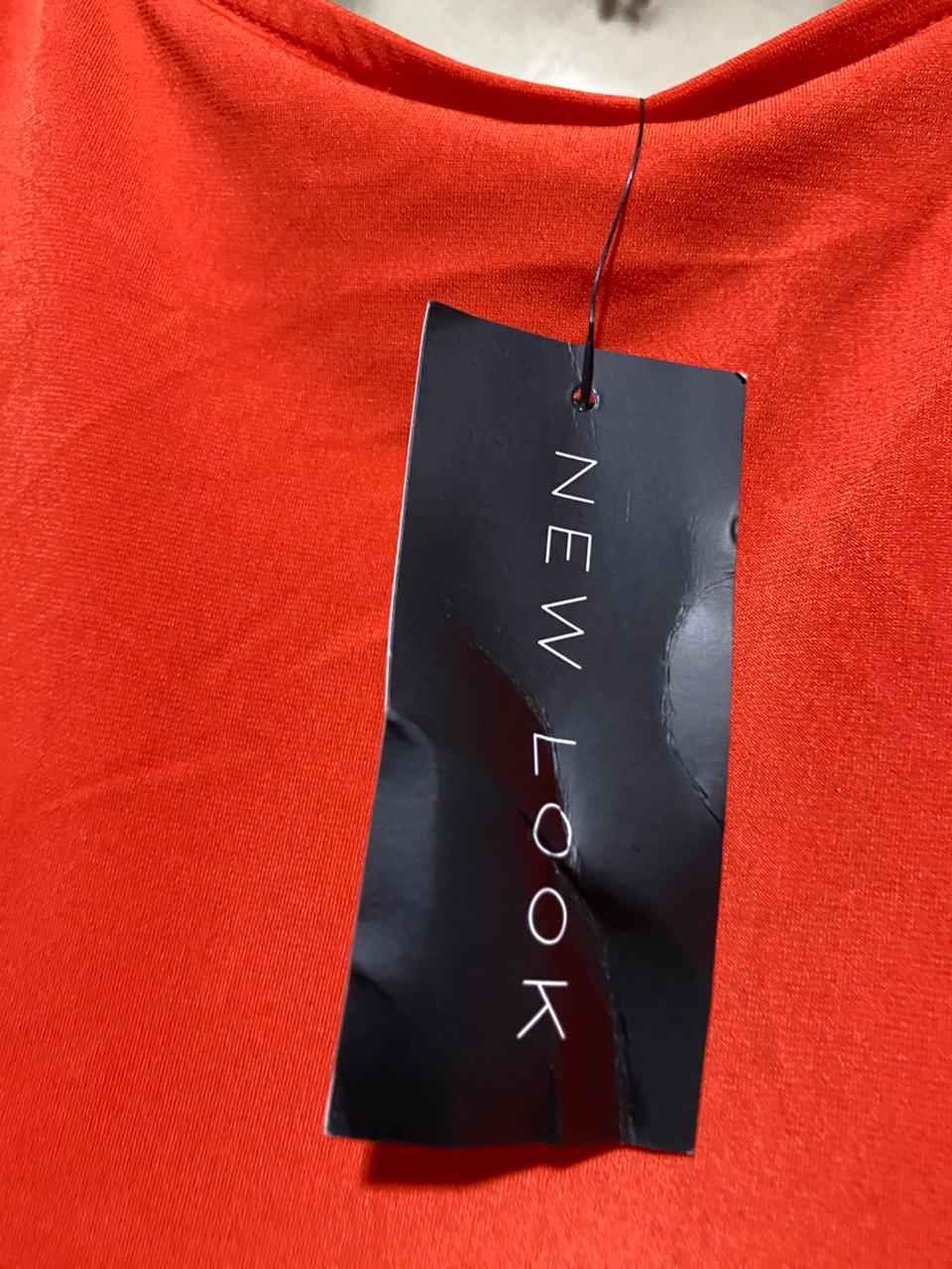 NEW LOOK |M| BUST 17| B27| WOMEN'S PREMIUM ORANGE ASYMMETRIC RUFFLE TANK TOP