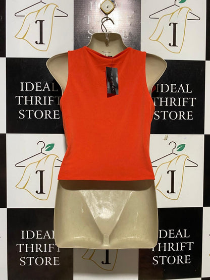 NEW LOOK |M| BUST 17| B27| WOMEN'S PREMIUM ORANGE ASYMMETRIC RUFFLE TANK TOP