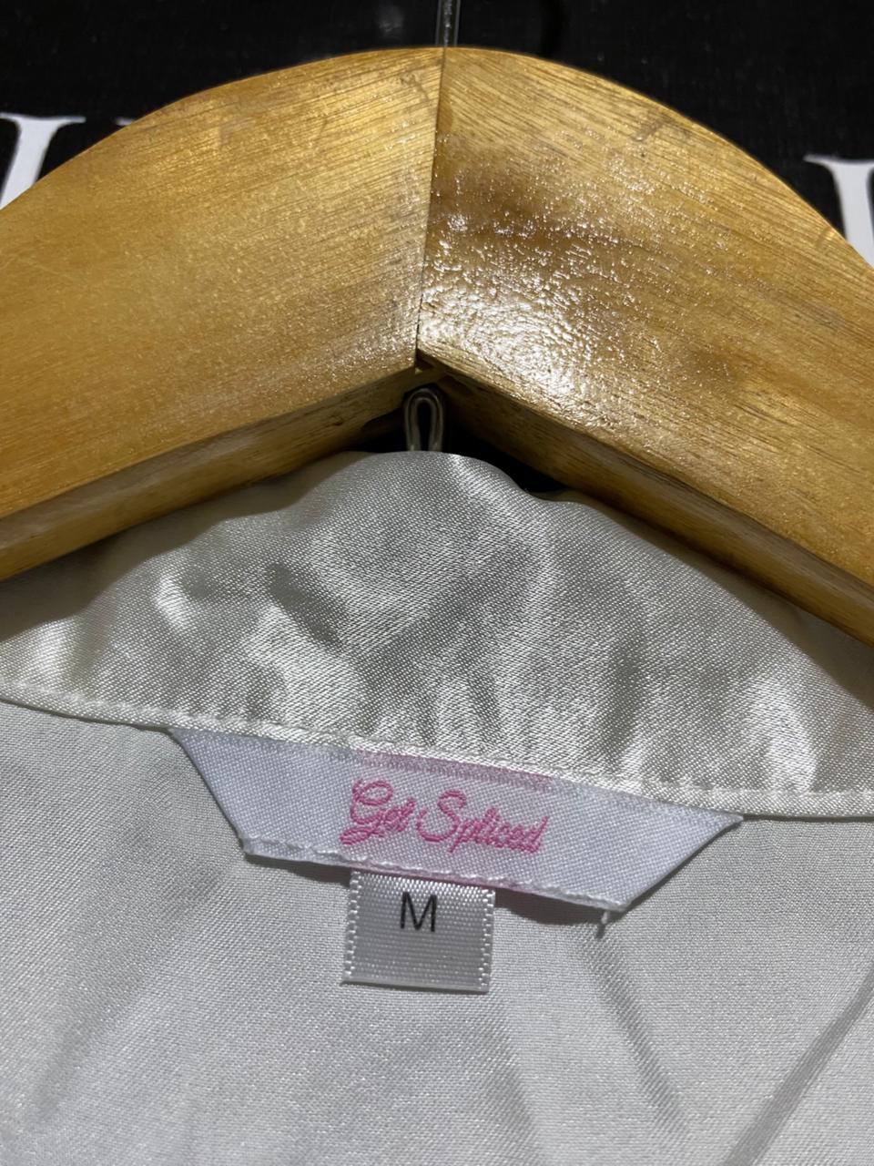 GET SPLICED |M| B27| WOMEN'S PREMIUM WHITE SATIN BRIDE 2-PIECE PAJAMA SET