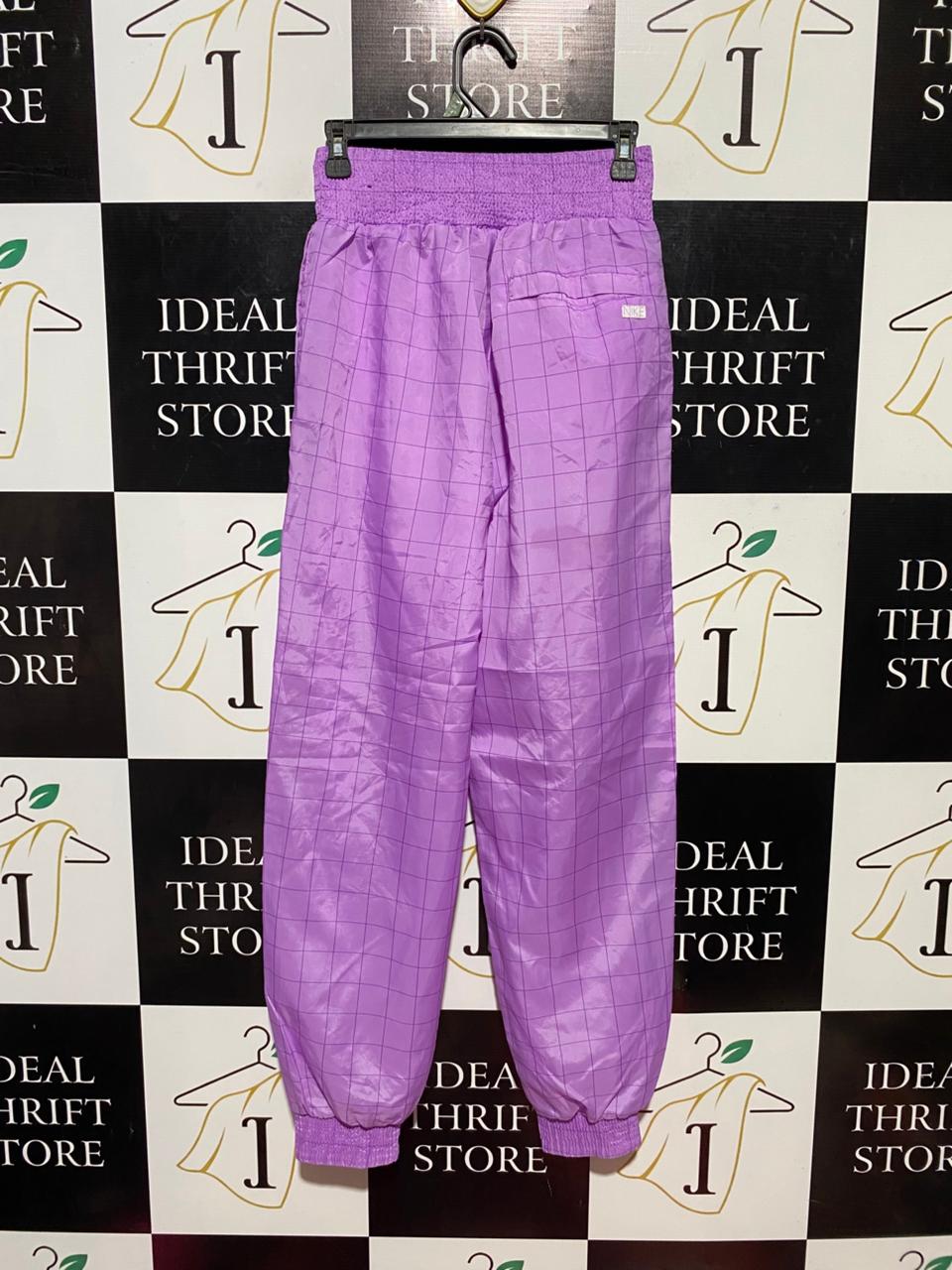 NIKE |XS| WAIST 26| B27| PURPLE GRID PRINT HIGH-WAISTED TRACK PANTS