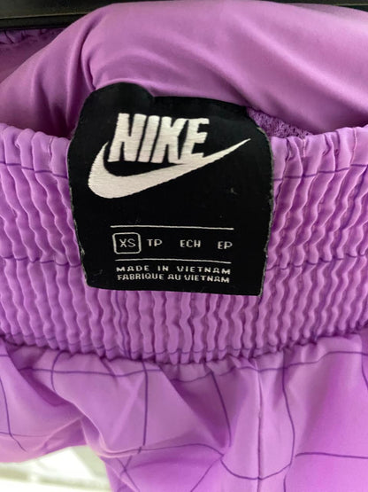 NIKE |XS| WAIST 26| B27| PURPLE GRID PRINT HIGH-WAISTED TRACK PANTS